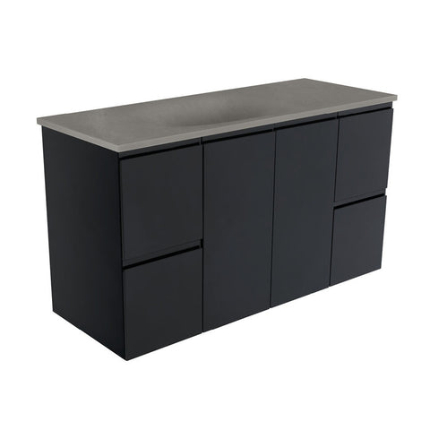 Fienza Satori Fingerpull Wall Hung Vanity 1200mm Satin Black SAT120ZB