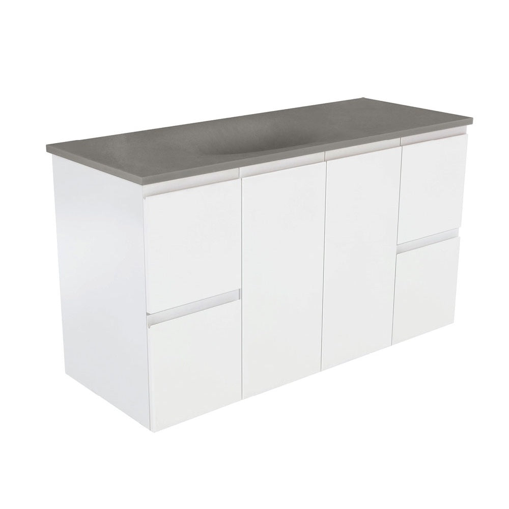 Fienza Satori Fingerpull Wall Hung Vanity 1200mm Satin White SAT120Z