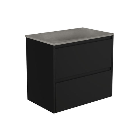 Fienza Satori Amato Wall Hung Vanity 750mm Satin Black SAT75BB