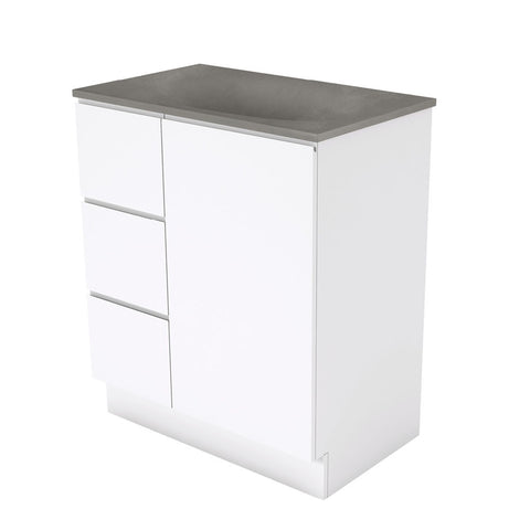 Fienza Satori Fingerpull On Kickboard Vanity 750mm Left Drawers Gloss White SAT75CL
