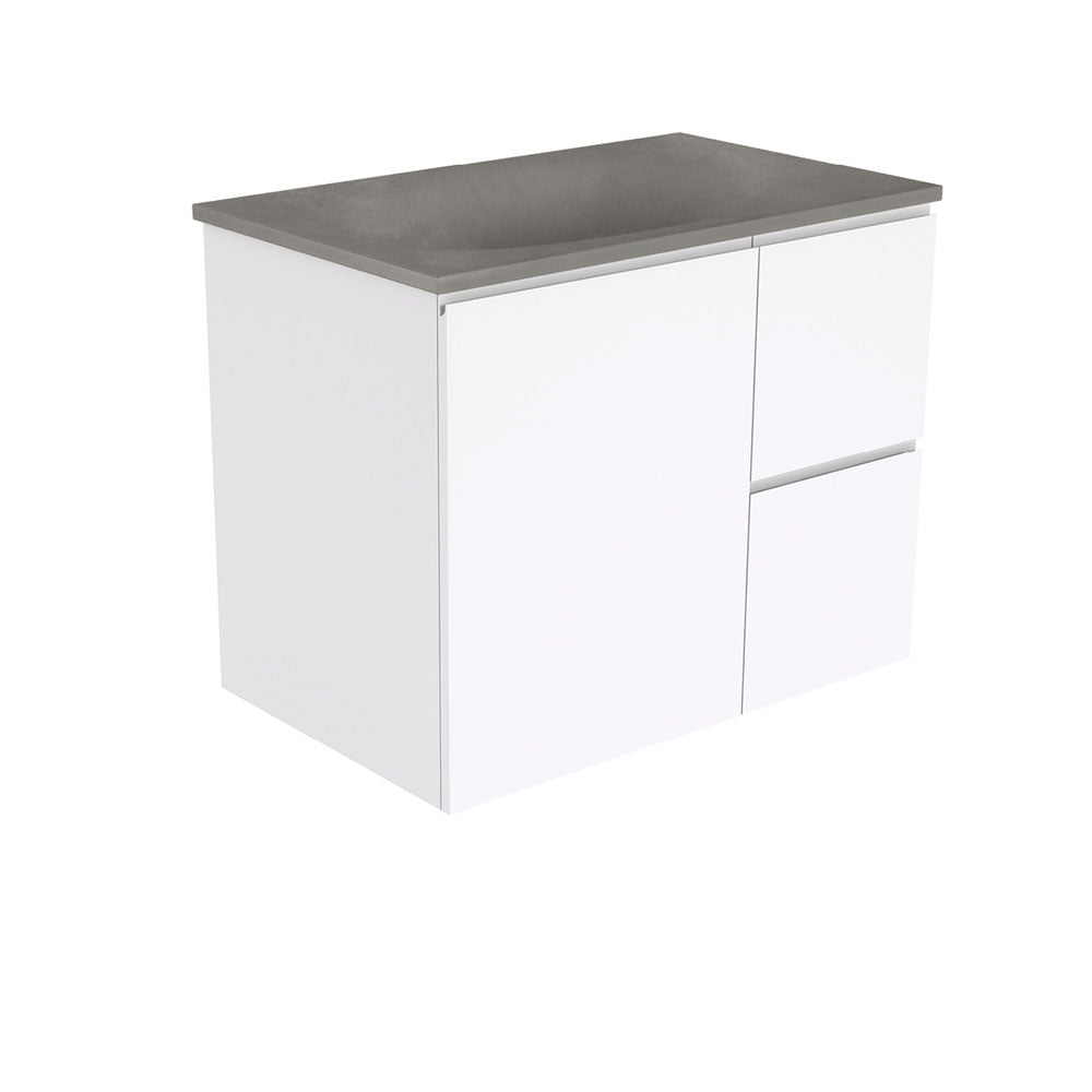 Fienza Satori Fingerpull Wall Hung Vanity 750mm Right Drawers Gloss White SAT75FR