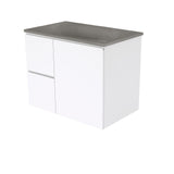 Fienza Satori Fingerpull Wall Hung Vanity 750mm Left Drawers Gloss White SAT75FL
