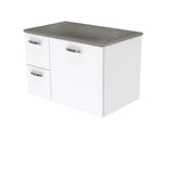 Fienza Satori Unicab Wall Hung Vanity 750mm w/ Handle Left Drawers Gloss White SAT75JL