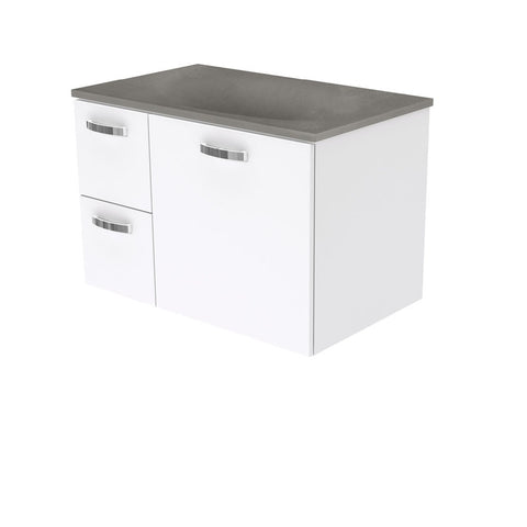 Fienza Satori Unicab Wall Hung Vanity 750mm w/ Handle Left Drawers Gloss White SAT75JL