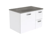 Fienza Satori Unicab Wall Hung Vanity 750mm w/ Handle Right Drawers Gloss White SAT75JR