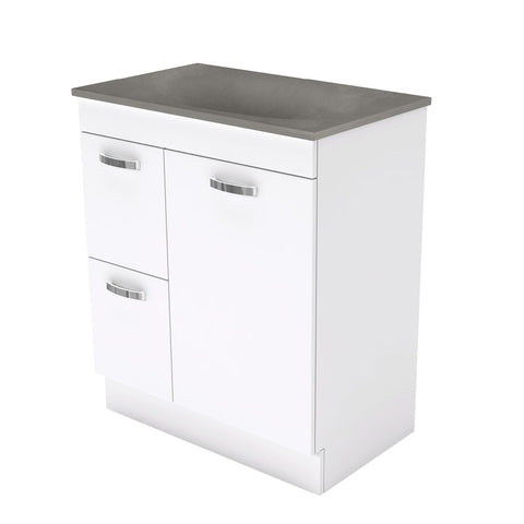 Fienza Satori Unicab On Kickboard Vanity 750mm w/ Handles Left Drawers Gloss White SAT75NKWL