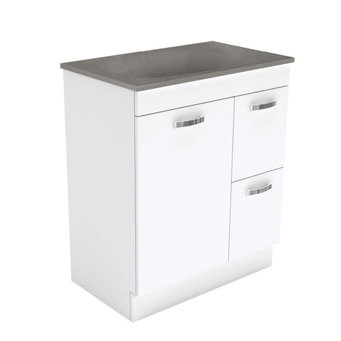 Fienza Satori Unicab On Kickboard Vanity 750mm w/ Handle Right Drawers Gloss White SAT75NKWR