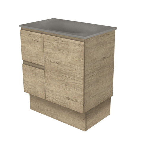 Fienza Satori Edge On Kickboard Vanity 750mm Left Drawers Scandi Oak SAT75SKL