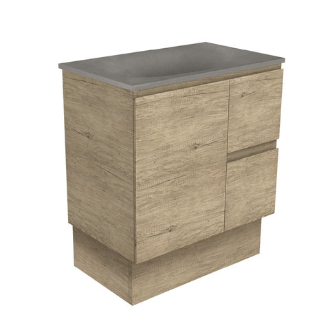 Fienza Satori Edge On Kickboard Vanity 750mm Right Drawers Scandi Oak SAT75SKR