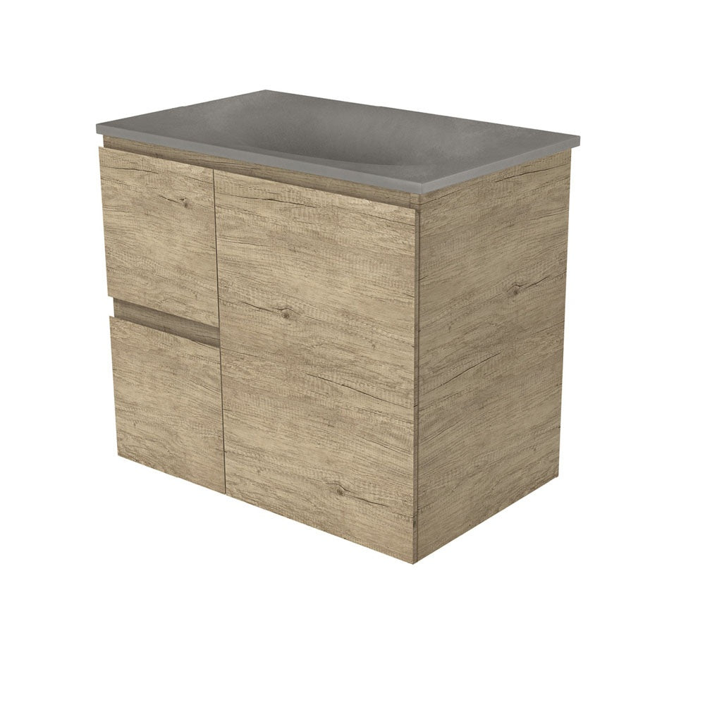 Fienza Satori Edge Wall Hung Vanity 750mm Left Drawers Scandi Oak SAT75SL