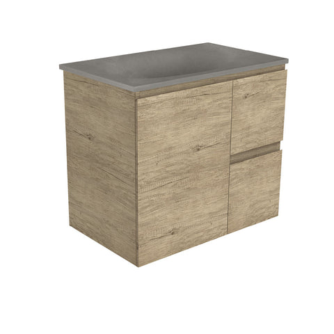 Fienza Satori Edge Wall Hung Vanity 750mm Right Drawers Scandi Oak SAT75SR