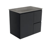 Fienza Satori Fingerpull Wall Hung Vanity 750mm Right Drawers Satin Black SAT75ZBR