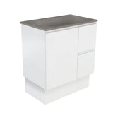 Fienza Satori Fingerpull On Kickboard Vanity 750mm Right Drawers Satin White SAT75ZKR