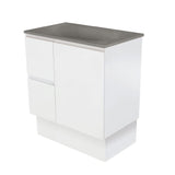 Fienza Satori Fingerpull On Kickboard Vanity 750mm Left Drawers Satin White SAT75ZKL