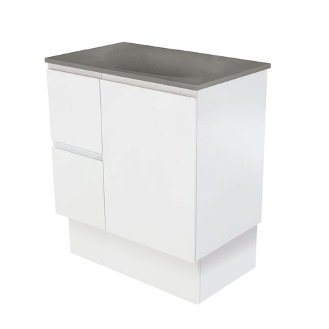 Fienza Satori Fingerpull On Kickboard Vanity 750mm Left Drawers Satin White SAT75ZKL