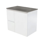 Fienza Satori Fingerpull Wall Hung Vanity 750mm Left Drawers Satin White SAT75ZL