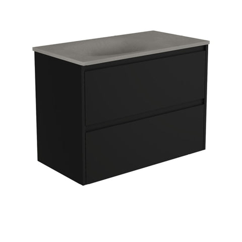 Fienza Satori Amato Wall Hung Vanity 900mm Satin Black SAT90BB