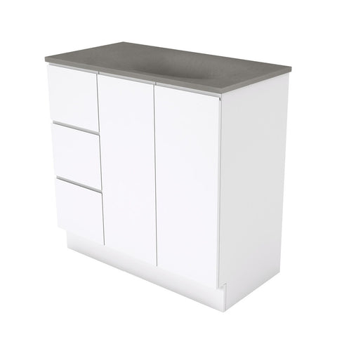 Fienza Satori Fingerpull On Kickboard Vanity 900mm Left Drawers Gloss White SAT90CL