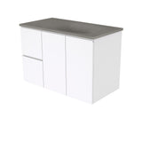 Fienza Satori Fingerpull Wall Hung Vanity 900mm Left Drawers Gloss White SAT90FL