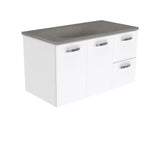 Fienza Satori Unicab Wall Hung Vanity 900mm w/ Handle Right Drawers Gloss White SAT90JR