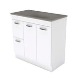 Fienza Satori Unicab On Kickboard Vanity 900mm w/ Handles Left Drawers Gloss White SAT90NKWL