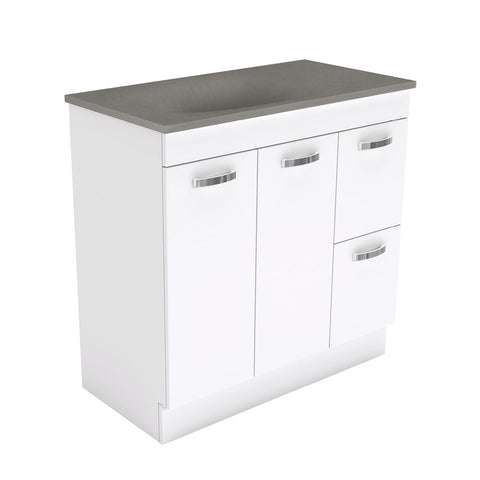 Fienza Satori Unicab On Kickboard Vanity 900mm w/ Handle Right Drawers Gloss White SAT90NKWR