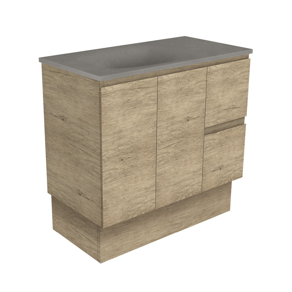 Fienza Satori Edge On Kickboard Vanity 900mm Right Drawers Scandi Oak SAT90SKR