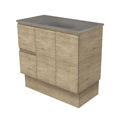 Fienza Satori Edge On Kickboard Vanity 900mm Left Drawers Scandi Oak SAT90SKL