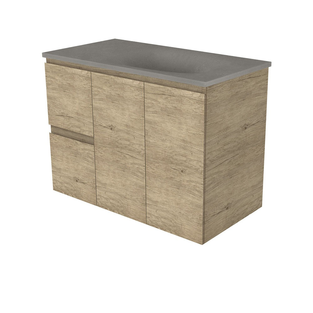 Fienza Satori Edge Wall Hung Vanity 900mm Left Drawers Scandi Oak SAT90SL