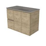 Fienza Satori Edge Wall Hung Vanity 900mm Left Drawers Scandi Oak SAT90SL