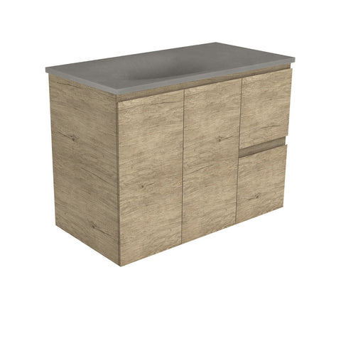 Fienza Satori Edge Wall Hung Vanity 900mm Right Drawers Scandi Oak SAT90SR