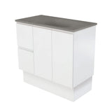 Fienza Satori Fingerpull On Kickboard Vanity 900mm Left Drawers Satin White SAT90ZKL