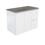 Fienza Satori Fingerpull Wall Hung Vanity 900mm Right Drawers Satin White SAT90ZR
