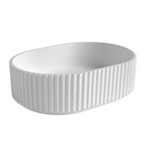 Otti Celine Oval Above Counter Basin 480x345x140mm Fluted Solid Surface Matte White SBF4834