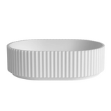 Otti Celine Oval Above Counter Basin 480x345x140mm Fluted Solid Surface Matte White SBF4834