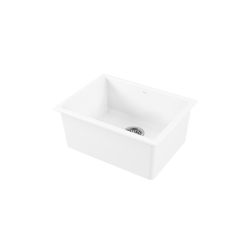 Oliveri Sicily Fireclay Mega Bowl Sink Topmount/Undermount 590x440mm White SC-WH1990TU