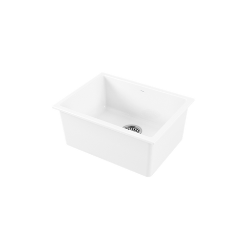 Oliveri Sicily Fireclay Mega Bowl Sink Topmount/Undermount 590x440mm White SC-WH1990TU