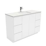 Fienza Sarah Fingerpull On Kickboard Vanity 1200mm Silica Free (No Taphole) White / Crystal Pure Top SC120C-0-SF
