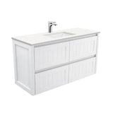 Fienza Sarah Crystal Pure Hampton Wall Hung Vanity (1 Taphole) 1200mm Silica Free Satin White SC120T-SF
