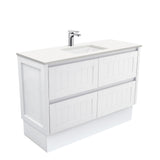 Fienza Sarah Crystal Pure Hampton On Kickboard Vanity (1 Taphole) 1200mm Silica Free Satin White SC120TK-SF