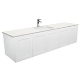 Fienza Sarah Crystal Pure Mila Shaker Wall Hung Vanity No Handles Single Bowl (1 Taphole) 1800mm Silica Free Gloss White SC180M-SF