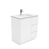 Fienza Sarah Crystal Pure Fingerpull On Kickboard Vanity Right Drawers (1 Taphole) 750mm Silica Free Gloss White SC75CR-SF