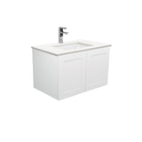 Fienza Sarah Crystal Pure Mila Shaker Wal Wall Hung Vanity No Handles Left Drawers (1 Taphole) 750mm Silica Free Gloss White SC75ML-SF