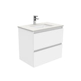 Fienza Sarah Crystal Pure Quest Wall Hung Vanity (1 Taphole) 750mm Silica Free Gloss White SC75Q-SF