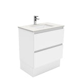 Fienza Sarah Crystal Pure Quest On Kickboard Vanity (1 Taphole) 750mm Silica Free Gloss White SC75QK-SF