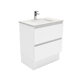Fienza Sarah Quest On Kickboard Vanity 750mm 2 Drawers Silica Free (No Taphole) White / Crystal Pure Top SC75QK-0-SF