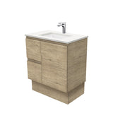 Fienza Sarah Edge On Kickboard Vanity 750mm Left Silica Free (No Taphole) Scandi Oak / Crystal Pure Top SC75SKL-0-SF