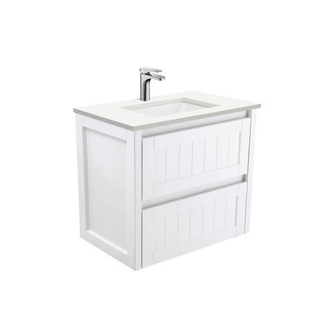 Fienza Sarah Crystal Pure Hampton Wall Hung Vanity (1 Taphole) 750mm Silica Free Satin White SC75T-SF