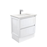 Fienza Sarah Hampton On Kickboard Vanity 750mm (1 Taphole) Silica Free White / Crystal Pure Top SC75TK-SF