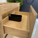 Fienza Sarah Crystal Pure Amato Wall Hung Vanity (1 Taphole) 900mm Silica Free Scandi Oak SC90BS-SF